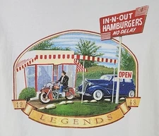 1990's In N Out Burger 'Legends' Motorcycle/Car T Shirt Adult XL New in Bag