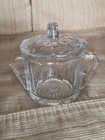 Fluted Clear Depression Glass Sugar Bowl With Lid Heavy .Vintage