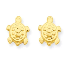 14K Yellow Gold Turtle Stud Earrings Push Back Madi K Children's Jewelry