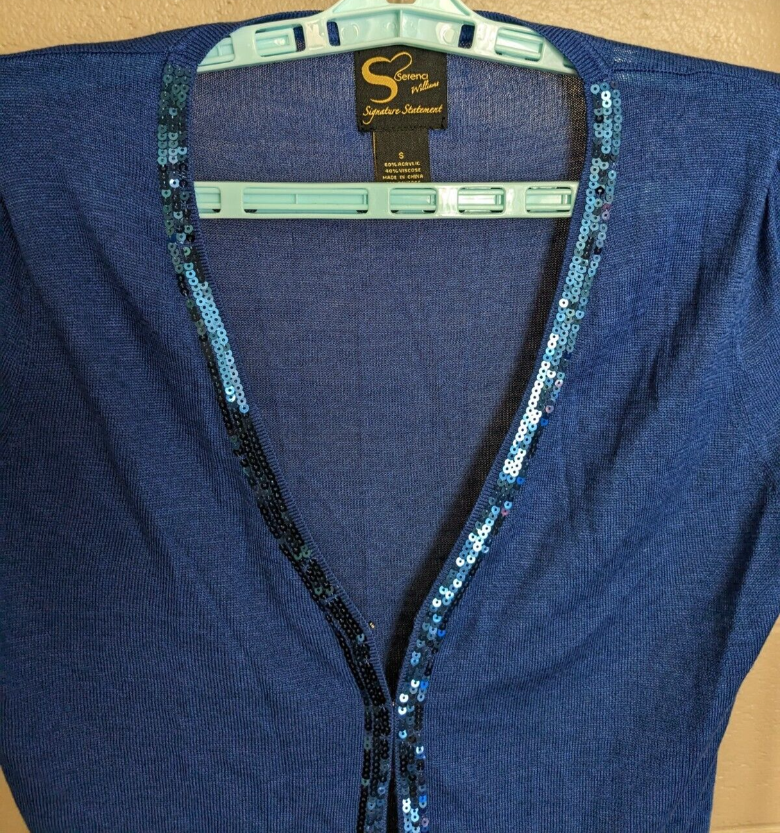 Serena Williams Cardigan Sweater Women's Small Blue Hook Eye