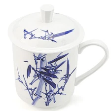 17oz 500ml Chinese Mug Bone China Coffee Teacup with Lid, Small Teapot, High ...