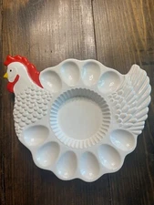Teleflora deviled egg vintage ceramic plate platter