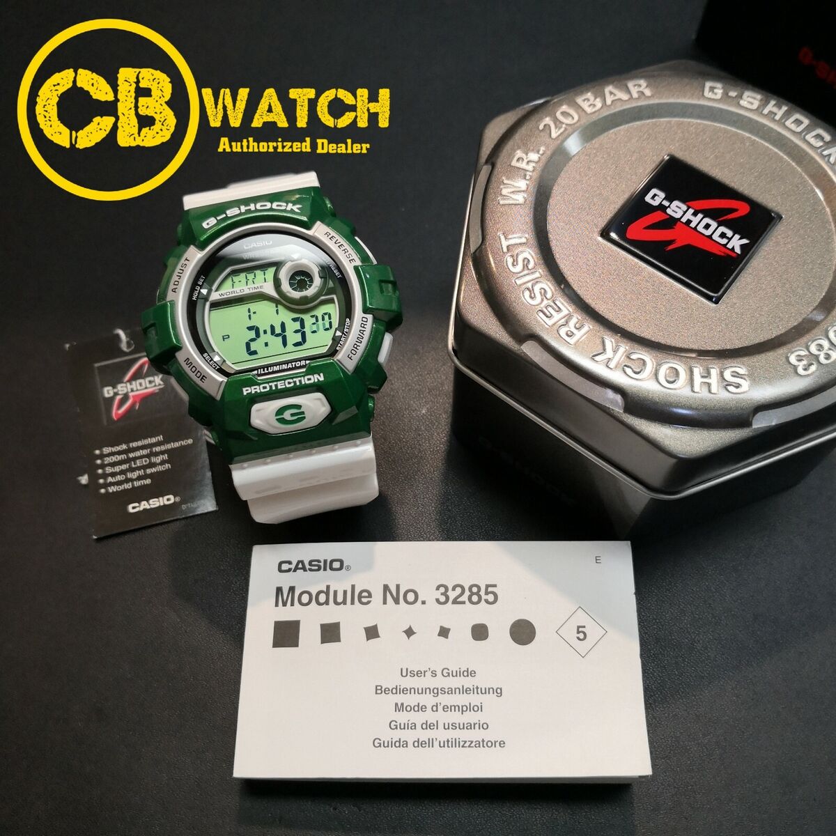 RARE CASIO G-SHOCK CRAZY COLORS WHITE / GREEN G-8900CS-3 RARE CASIO G-SHOCK CRAZY COLORS WHITE / GREEN G-8900CS-3