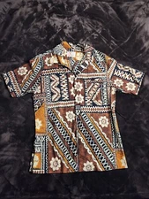 Vintage 60s Sears Hawaiian Fashions Floral Button Up Shirt Mens Small Tropical