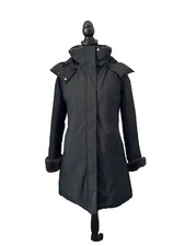 Save The Duck Samantha Hooded Parka Faux Fur Lined Small Black Arctic $498  NWOT
