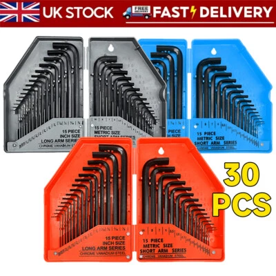 Allen Key Set 30Pcs Hex Key Set Metric & Imperial Long Alan Key Set Wrenches