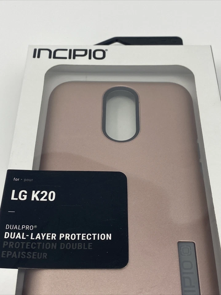 Funda Serie Incipio DualPro para LG K20 - Oro Rosa/Gris Claro Humo Foto 4 de 4