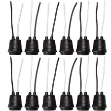 12PCS Lamp Base Waterproof Black Pigtail Lamp Holder Socket 250V 6A 12 E27