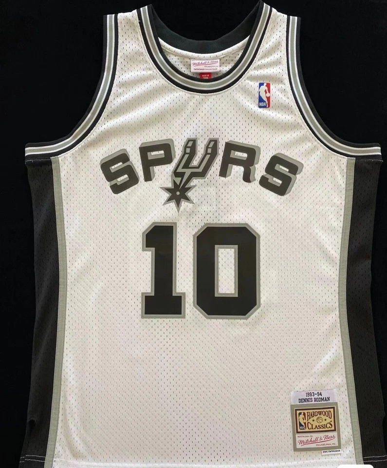 100% Authentic Dennis Rodman White San Antonio Spurs Swingman Jersey Throwback - Image 2 of 4