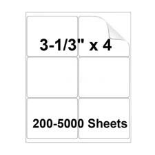 200-5000 Sheets 3-1/3" x 4 Address Shipping Labels Mailing 6-UP for Laser InkJet