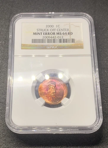 2000 1C STRUCK OFF CENTER MINT ERROR MS 64 RD NGC 