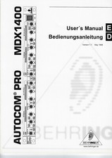 Behringer - Autocom Pro Mdx-1400 - Manual Bedienungsanleitung Pdf May 1998 Behringer - Autocom Pro Mdx-1400 - Manual Bedienungsanleitung Pdf May 1998