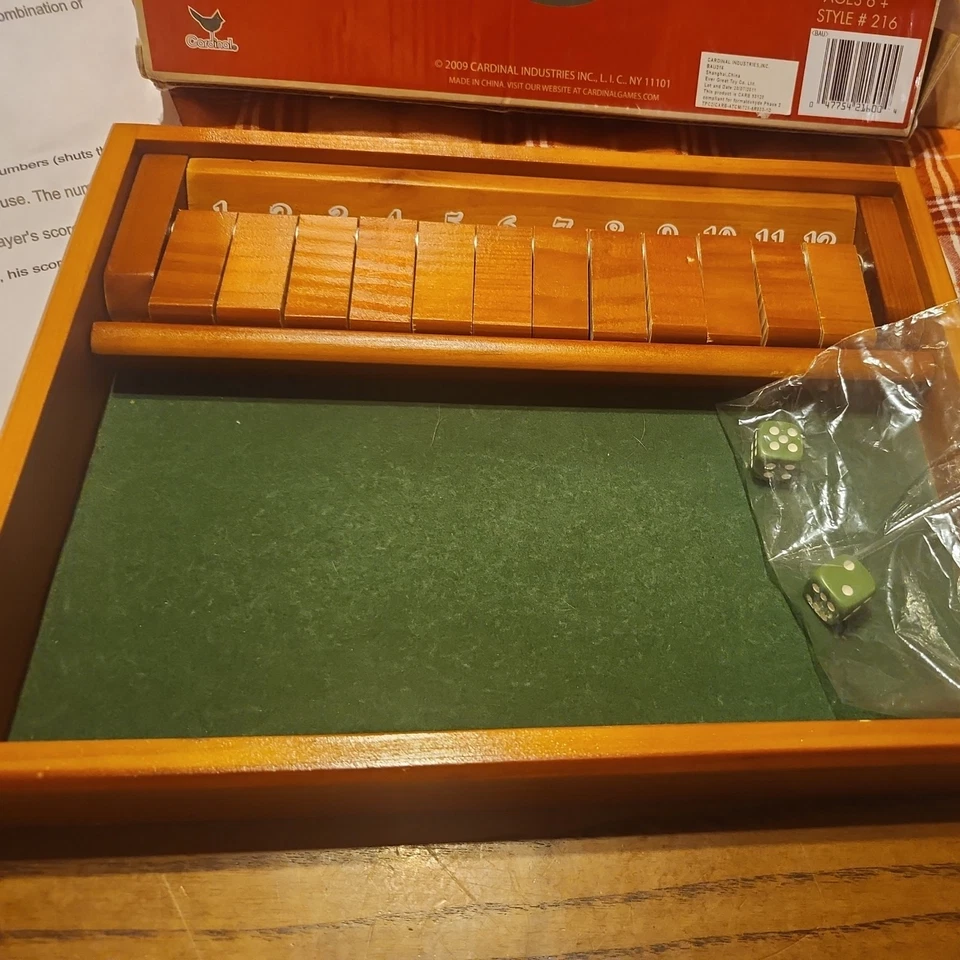 "Shut The Box" Cardinal's Dice Game, Deluxe Wood.  - Image 3 of 4