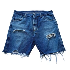 Rustler Shorts Men's Size 37 Cut Off Blue Distressed Bermuda Jean Denim Tag 38