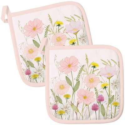 AMBIENTE Topflappen 2-teilig hitzebeständig Untersetzer 20x20cm Pastel Flowers