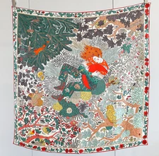 Pure 14 Momme Twill Silk Wrap 35'' Scarf Shawl Neckerchief turkey Print Square 