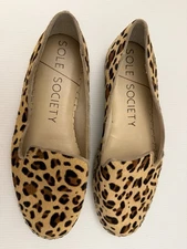 Sole Society Espadrilles Leopard Print Cow-Hair - Women’s Size 8M
