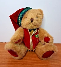GODIVA Christmas Holiday Teddy Bear Plush Jointed Red Velvet Hat and Vest 9.5in