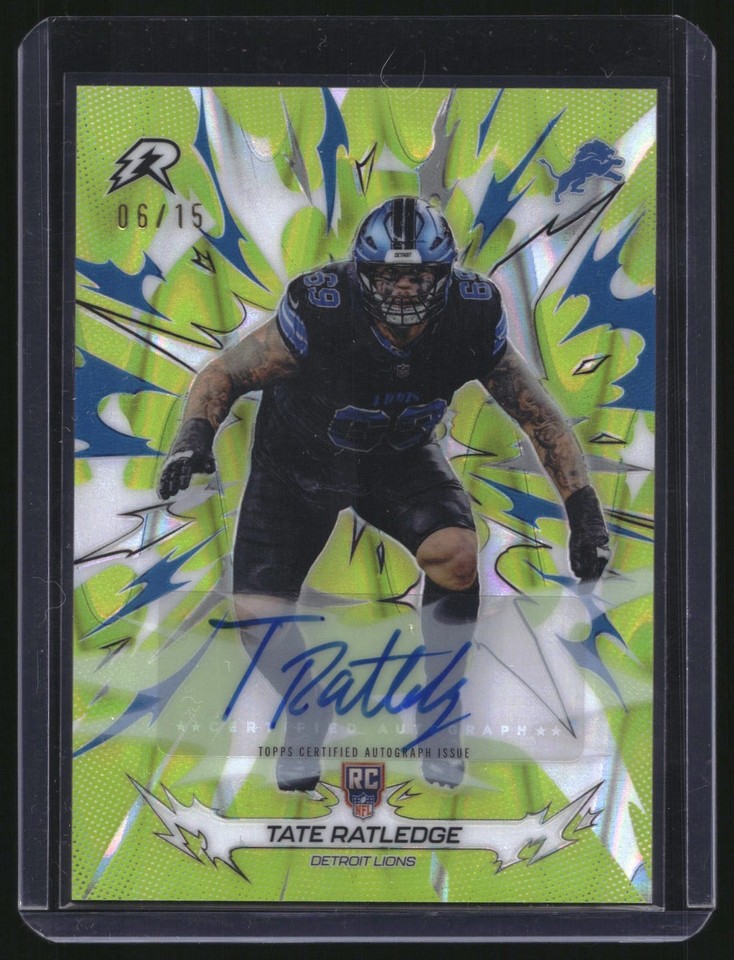 2025 Topps Resurgence Tate Ratledge Lime Green Power Surge #131 Resurgence Tate Ratledge RC Auto Lime Green Power Surge 06/15 #131