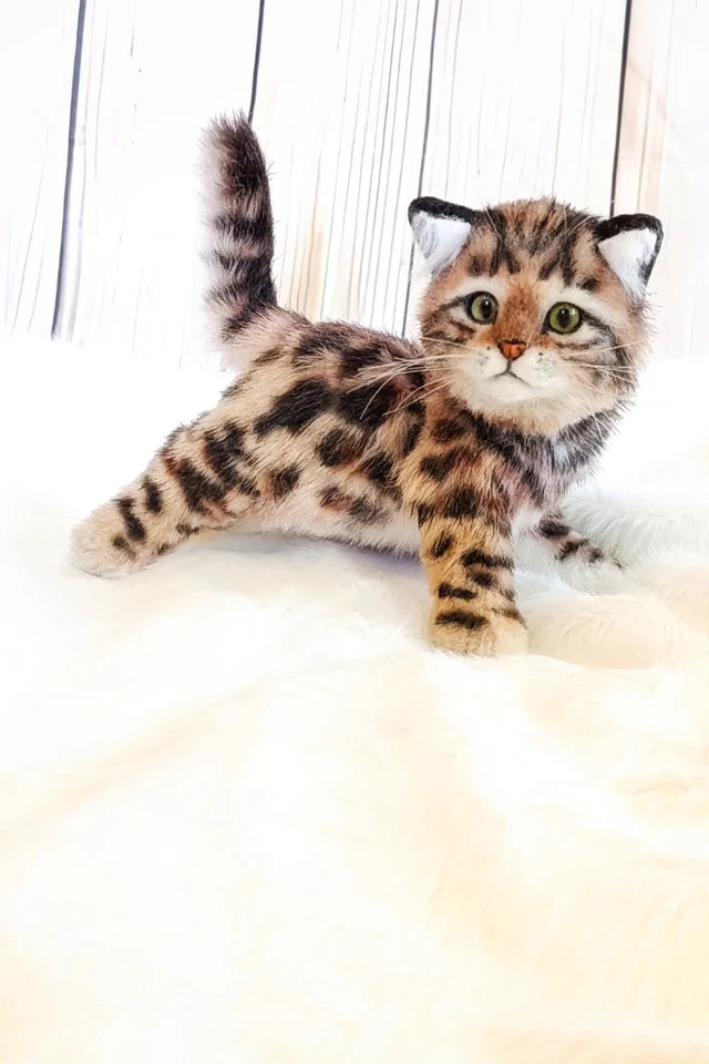 realistic plush  cat handmade-OOAK - Collectible Art Doll - Poseable toy cat - Image 3 of 4