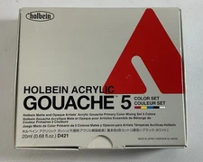 Holbein Artist Acrylic Gouache Primary 5 Tubes Mixing Colors Set - D421