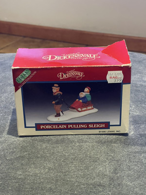 Lemax Hearthside Dickensvale Village Pulling Sleigh 1995 Xmas Porcelain #53141