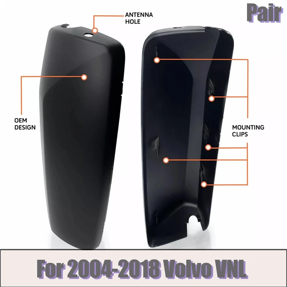 Juego de 2 cubiertas de espejo de puerta para Volvo VNL 2004-2018 negro lado conductor y pasajero Foto 4 de 4
