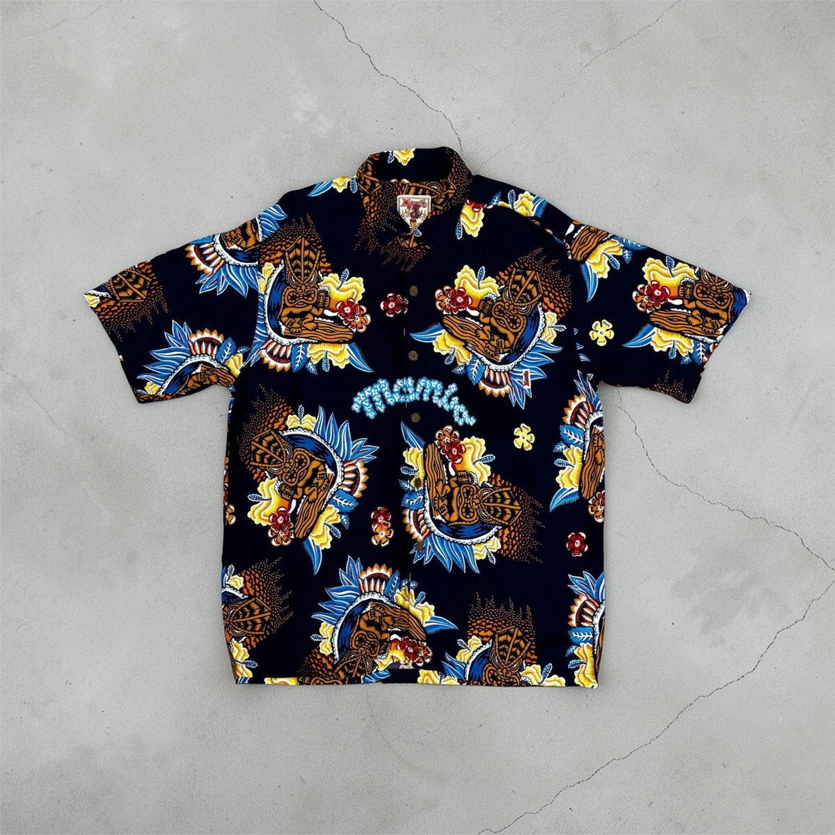 Camicia Hawaiana Hardaddy Uomo Manica Corta - Stampa Tropicale Rosso E Blu, Leggera, Taglie Forti (XX-Large)