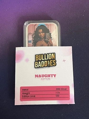 Bullion Baddies Naughty Amari Allure 1 0z Silver Bar with COA