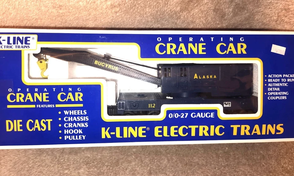 Set of 2 K-LINE Electric Train Pieces: Alaska Crane &  Boom Car - Image 2 of 3