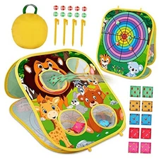 Animal Bean Bag Toss Game Toy Outdoor Toss Game, Family Party Green_Animal