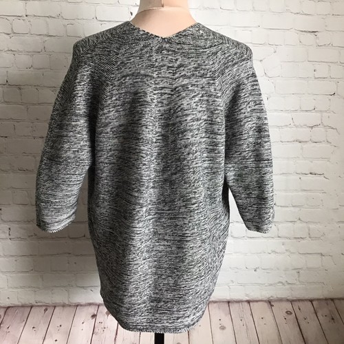 Uniglo Mujer Negro Gris Algodón Cuello en V Suéter Talla Grande Mangas de Tres Cuartos - Imagen 5 de 8