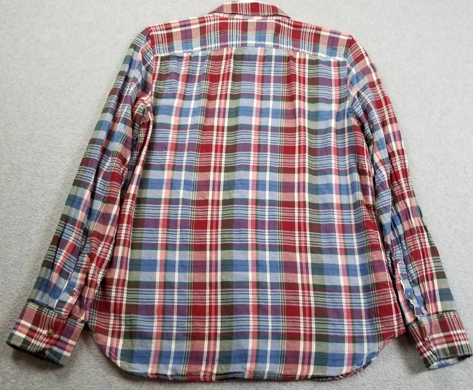 Camisa con botones American Living para mujer mediana M manga larga a cuadros algodón fino Foto 4 de 4