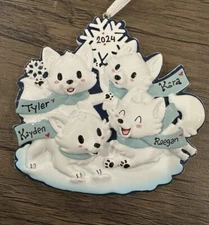 Fox Family of 4 Personalized Christmas Ornament Polar X