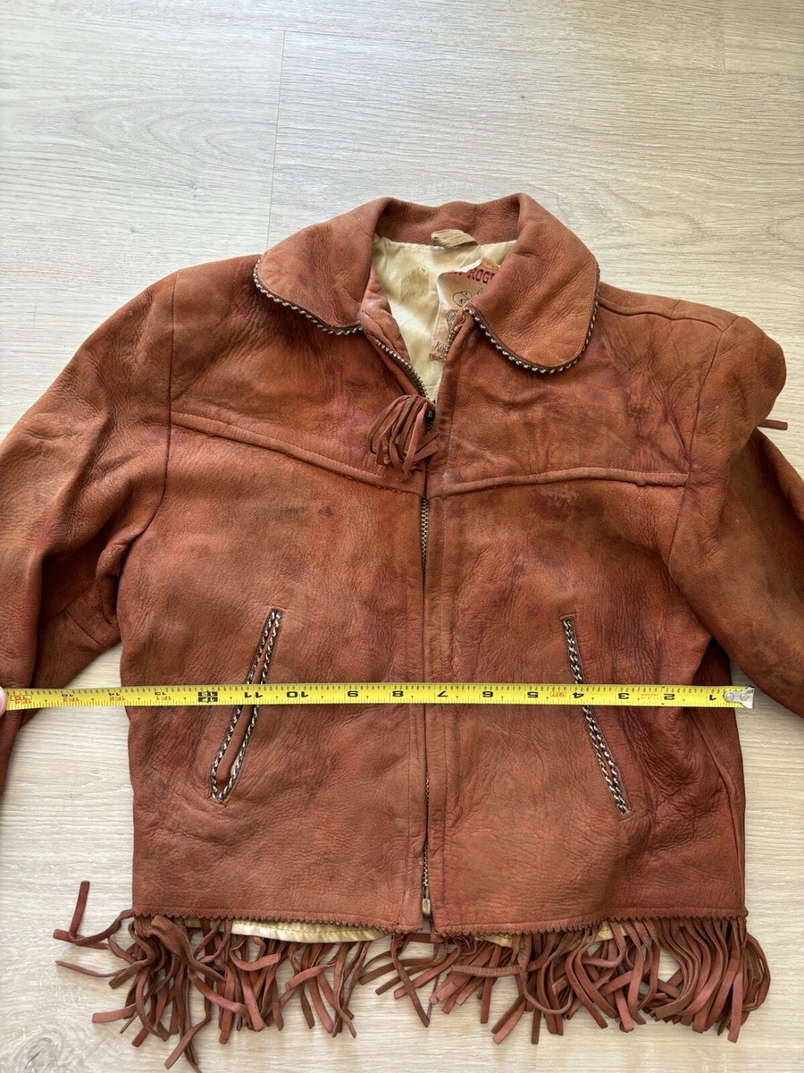 Vtg Roy Rogers King of the Cowboys Brown Suede Leather Jacket Boys