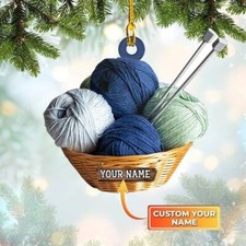 Personalized Crochet Christmas Ornament Wood Ornament 2 Sides for Crochet Lover