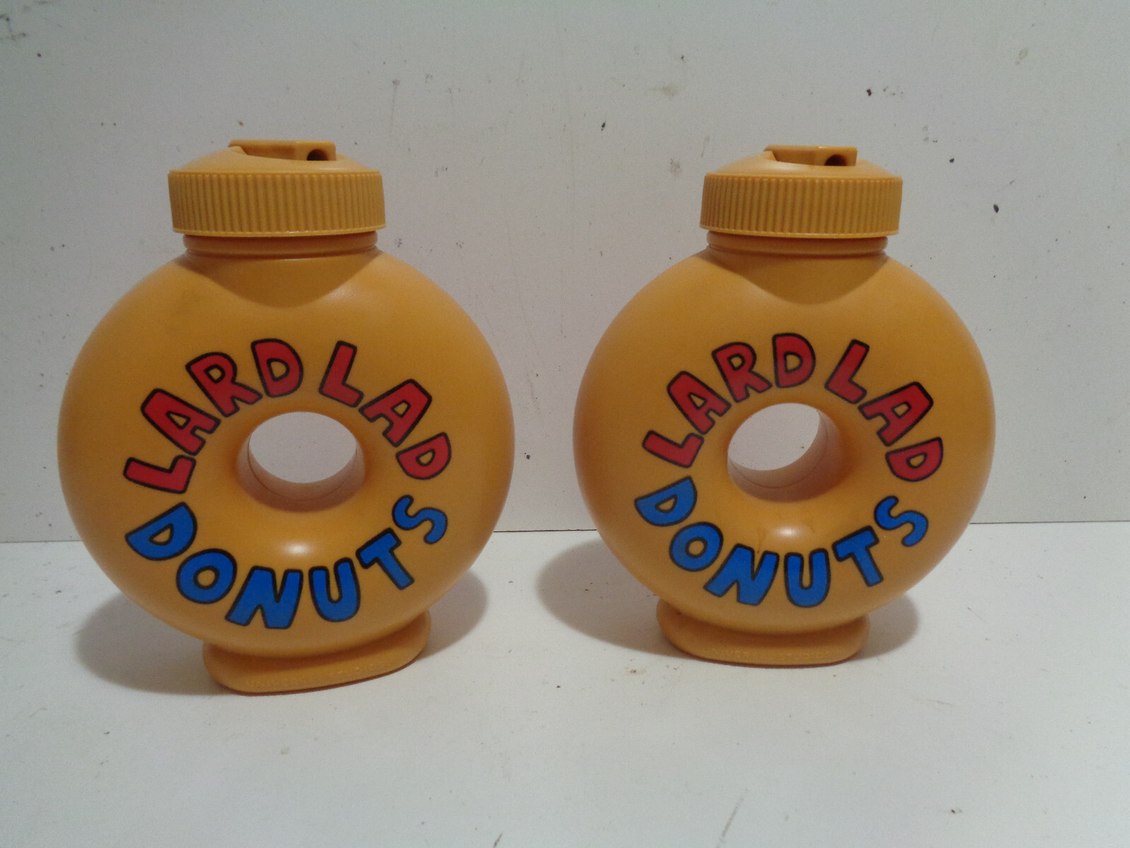 2 Clean Unused "Lard Lad Donuts" Water Bottles Canteens FREE Quick SHIP
