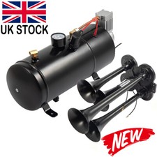 12V 150PSI Air Compressor 4 Trumpet Horn System Kit For Train Truck RV Boat UK