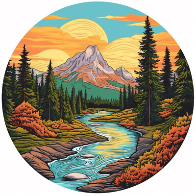 Mountain Skyline Patch Iron-on Applique Nature Badge Seek Adventure Forest