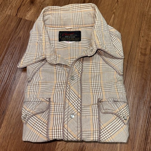 Champion, Vintage Champion Western Flannel Shirt Mens Medium 1970s Plaid Long Sleeve