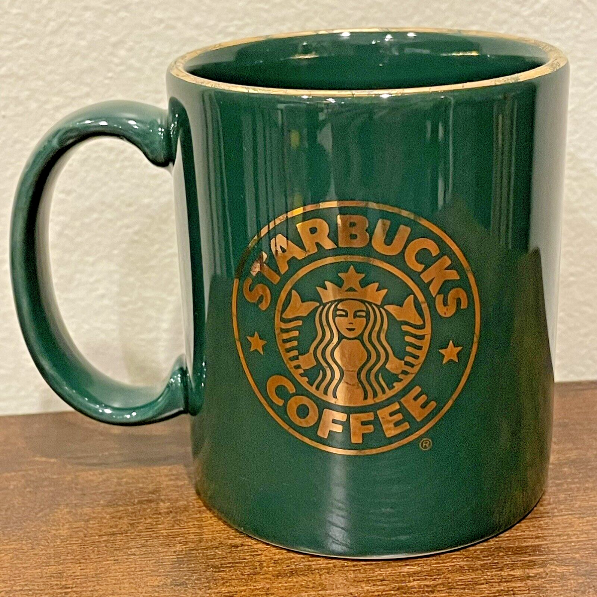 Vintage 90s Green Starbucks Mug Siren Gold Rim & Logo Coffee Cup Teacup VTG  | eBay