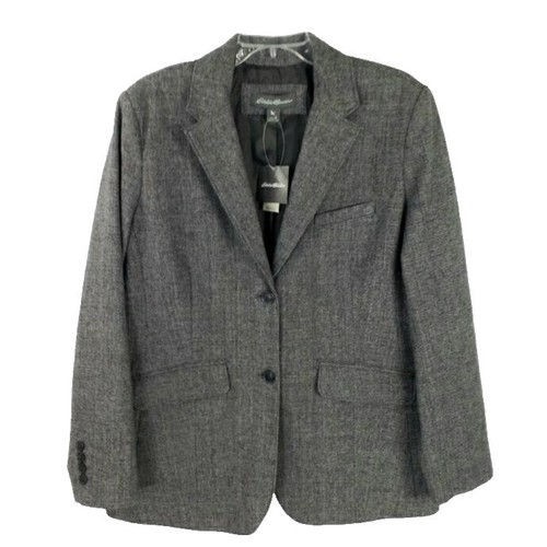 ジャケット・アウター 00s Eddie Bauer thermolite wool car coat Eddie Bauer Sz L Car Coat Black Gray Plaid Wool Blend Full Zip