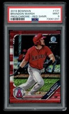 2019 Bowman Chrome Prospects Brandon Marsh Red Shimmer SSP /5 PSA 9 Color Match