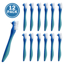 GUM Denture Brush, Dual-Head Denture Cleaning Brush Toothbrush Durable Bristles