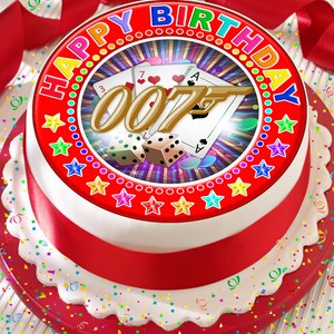 James Bond 007 Happy Birthday 7 5 Inch Precut Edible Cake Topper Decoration Ebay