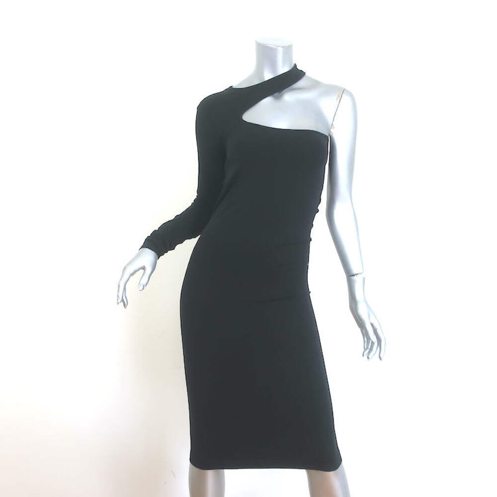 helmut lang asymmetrical jersey dress Helmut Lang Asymmetric Cutout Dress Black Seamless Jersey Size Extra  Small/Small