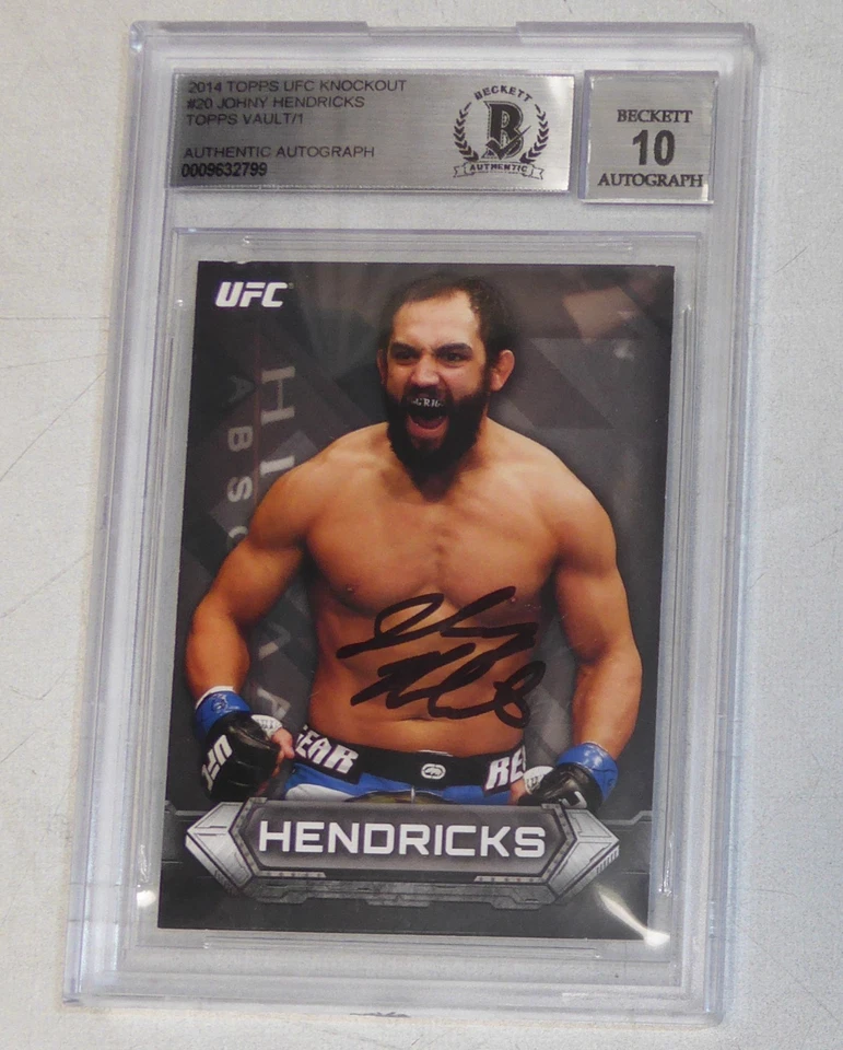 Johny Hendricks Firmado 2014 Topps UFC Bóveda Espalda en Blanco 1/1 Tarjeta BAS Gema Como Nuevo 10 Foto 4 de 4