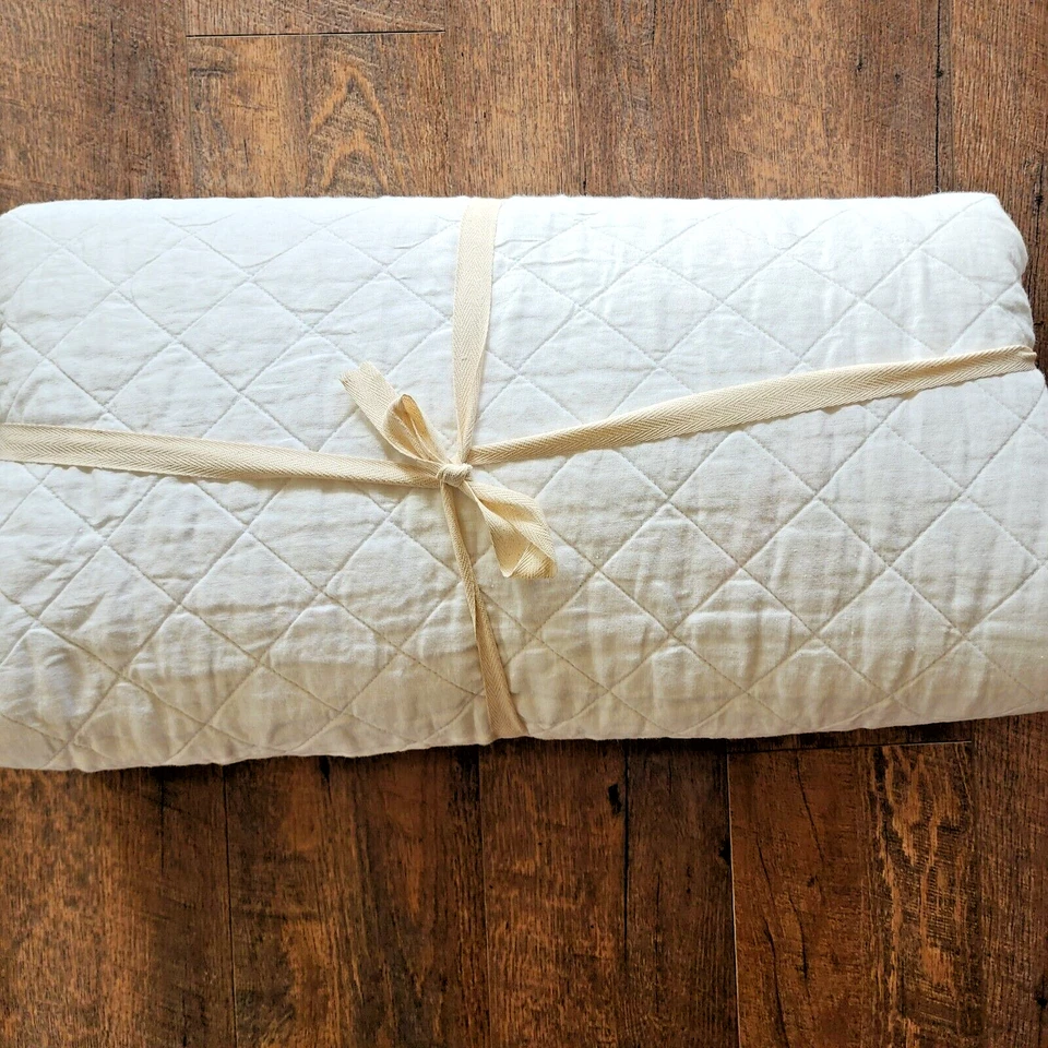 Edredón Pottery Barn Belga Lino Diamante Reina Completo Nuevo Gris Suave NUEVO Foto 3 de 4