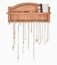 Wall Mounted Hanging Jewelry Organizer - Rustic Brown Color - 8.66 x 16.77 Inch