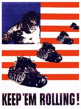 10737.Poster decoration.Home interior.Room wall design.Rolling American tanks